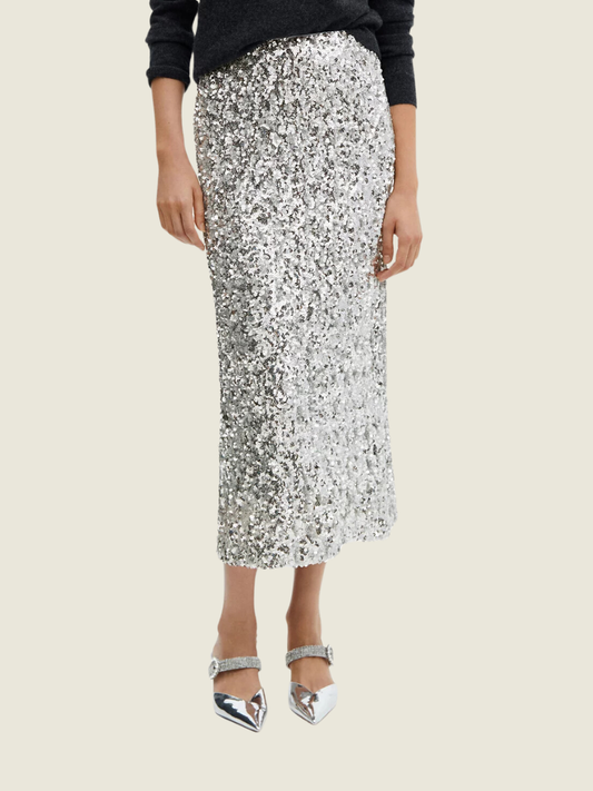 Mango Silver Sequins Skirt