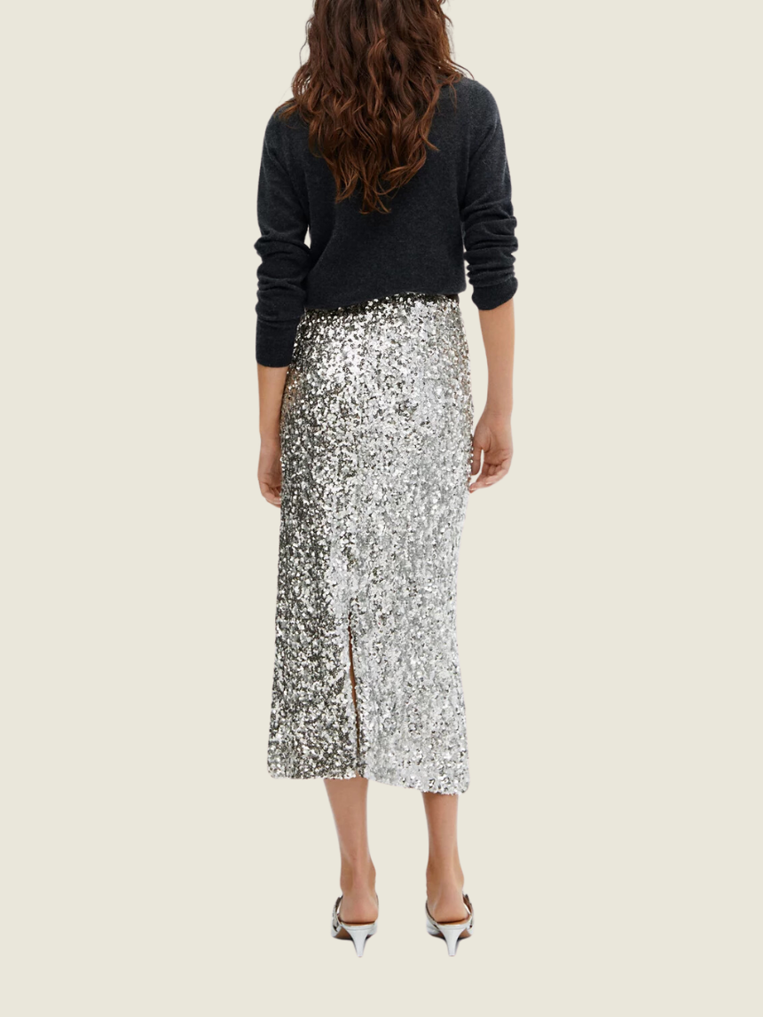 Mango Silver Sequins Skirt