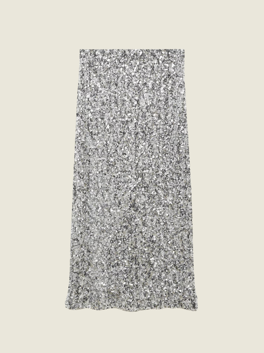 Mango Silver Sequins Skirt