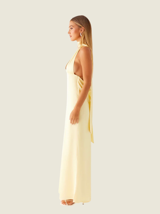 Peppermayo Alicia Satin Halter Maxi Dress