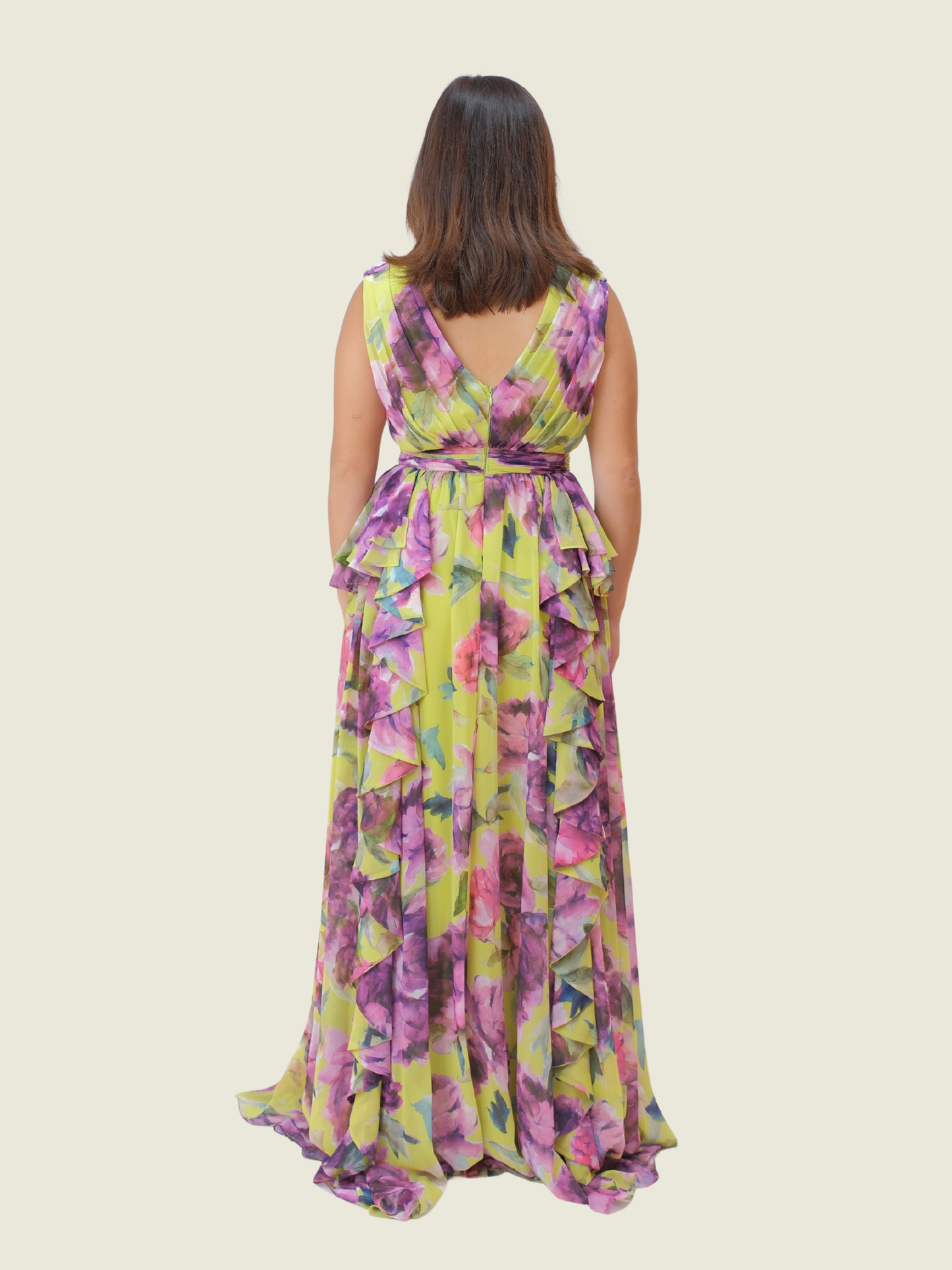 Badgley Mischa Green Dress with Pink Floral details