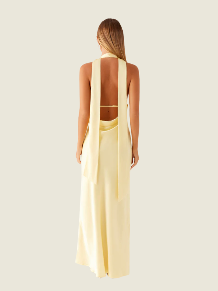 Peppermayo Alicia Satin Halter Maxi Dress