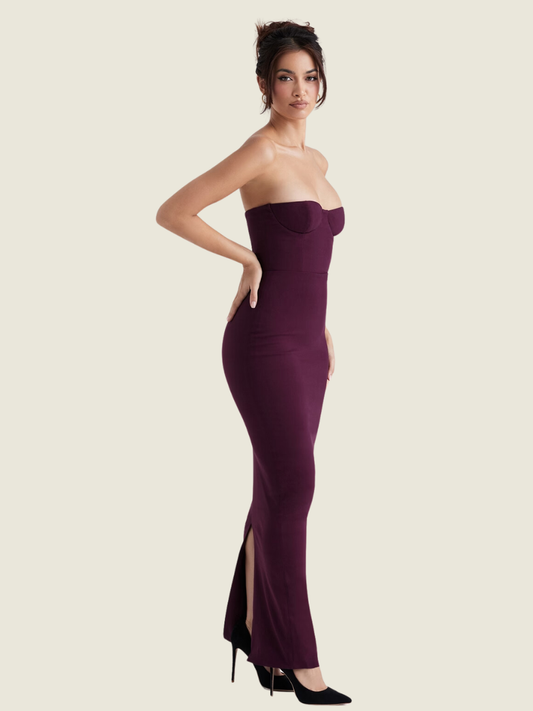 House of CB Grape Strapless Corset Maxi Dress