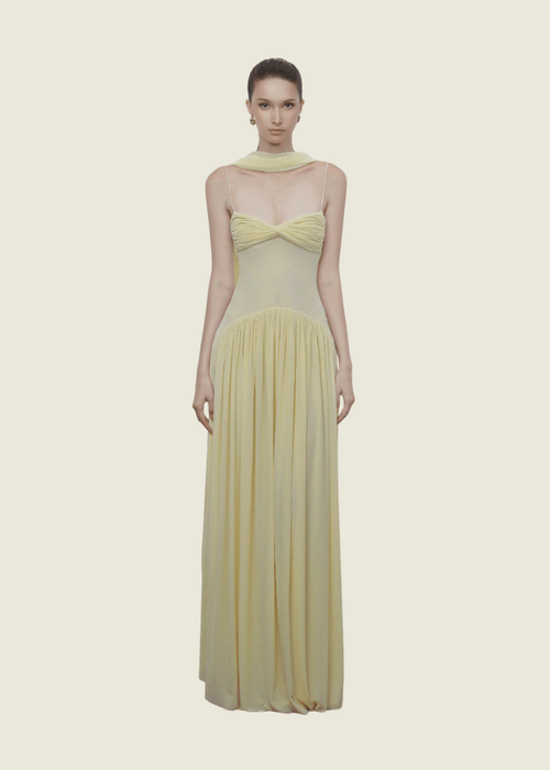COCOSIN Yellow Muse Mesh Gown