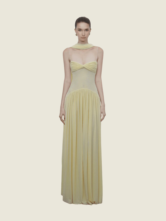 COCOSIN Yellow Muse Mesh Gown