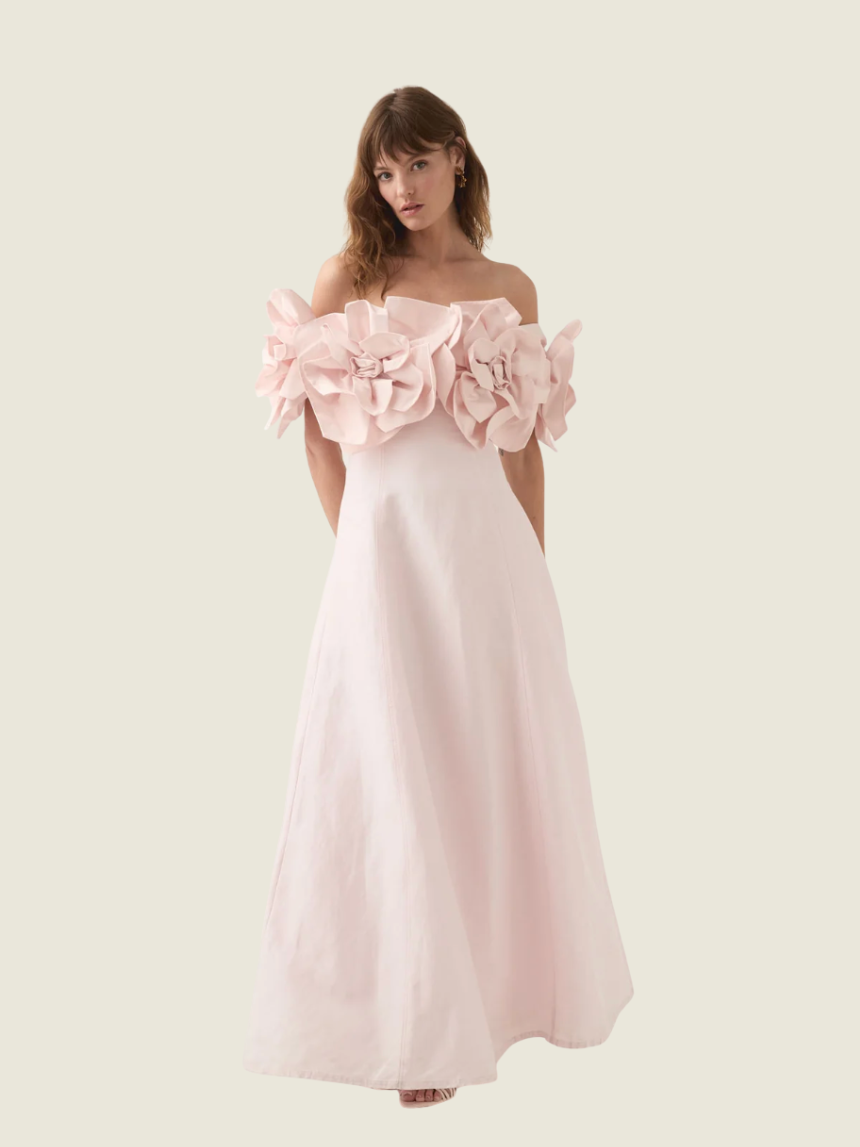 Aje Etta Floral Midi Dress in Light Pink
