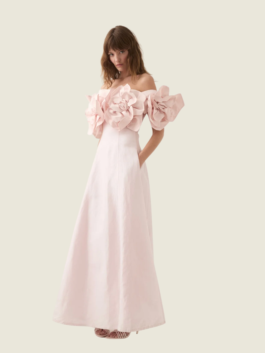 Aje Etta Floral Midi Dress in Light Pink