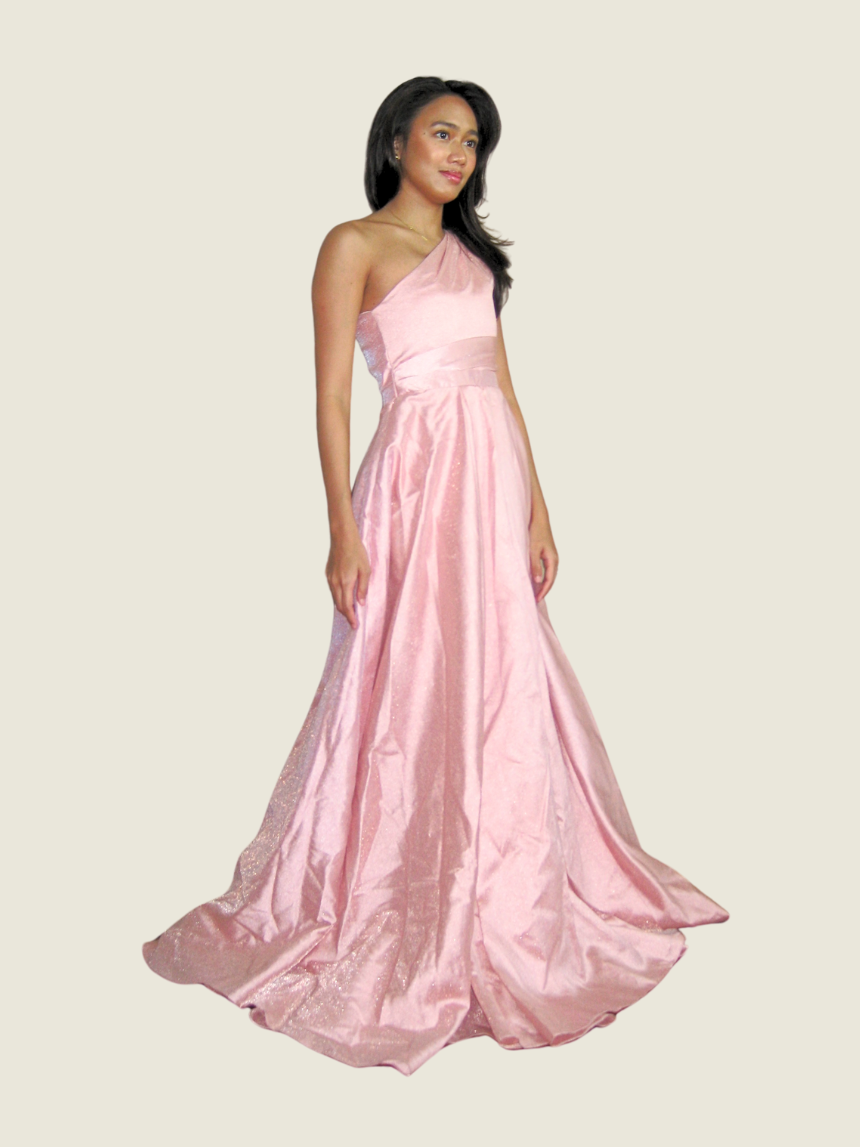 Amonn Velasco Custom Pink One Shoulder Gown