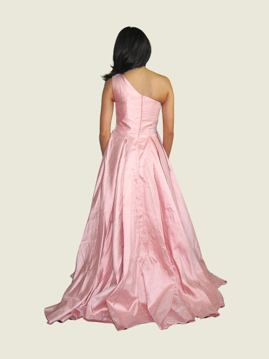 Amonn Velasco Custom Pink One Shoulder Gown