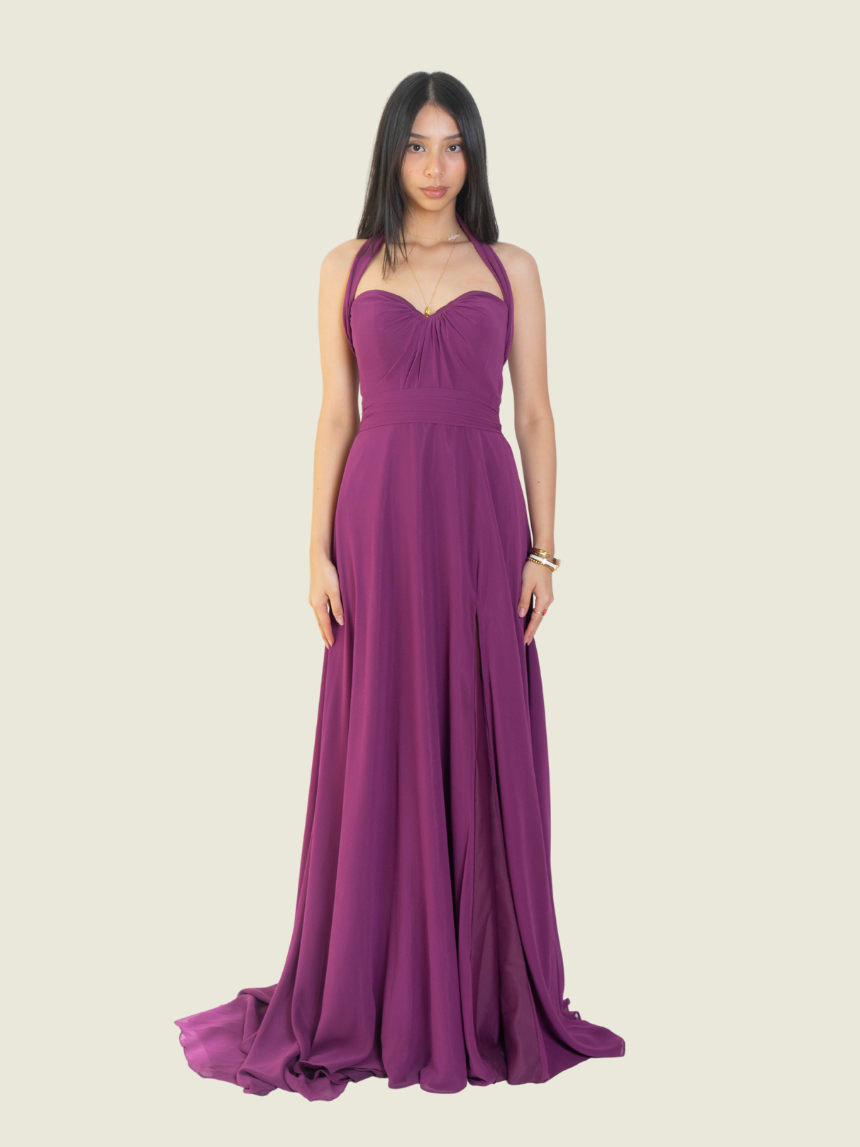 Andrea Tetangco Custom Purple Halter Gown