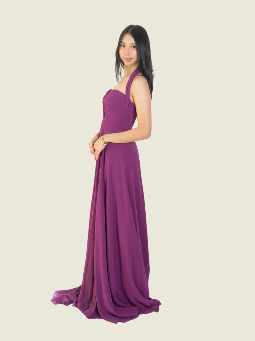 Andrea Tetangco Custom Purple Halter Gown