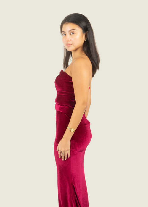 Andrea Tetangco Custom Red Velvet Gown hover image