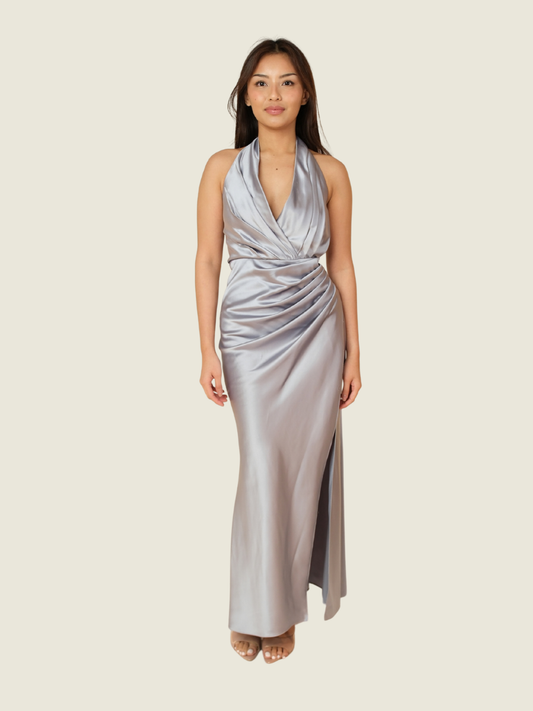 Apogee Pleated Silk Halter Dress