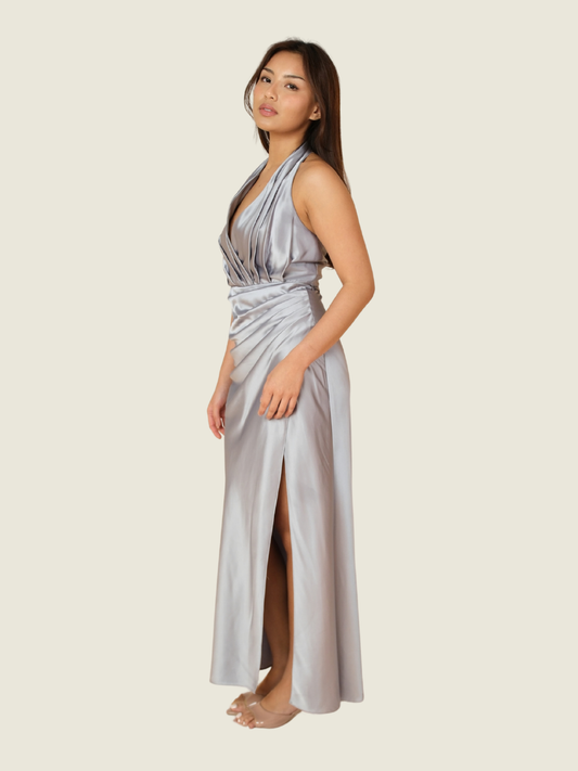 Apogee Pleated Silk Halter Dress