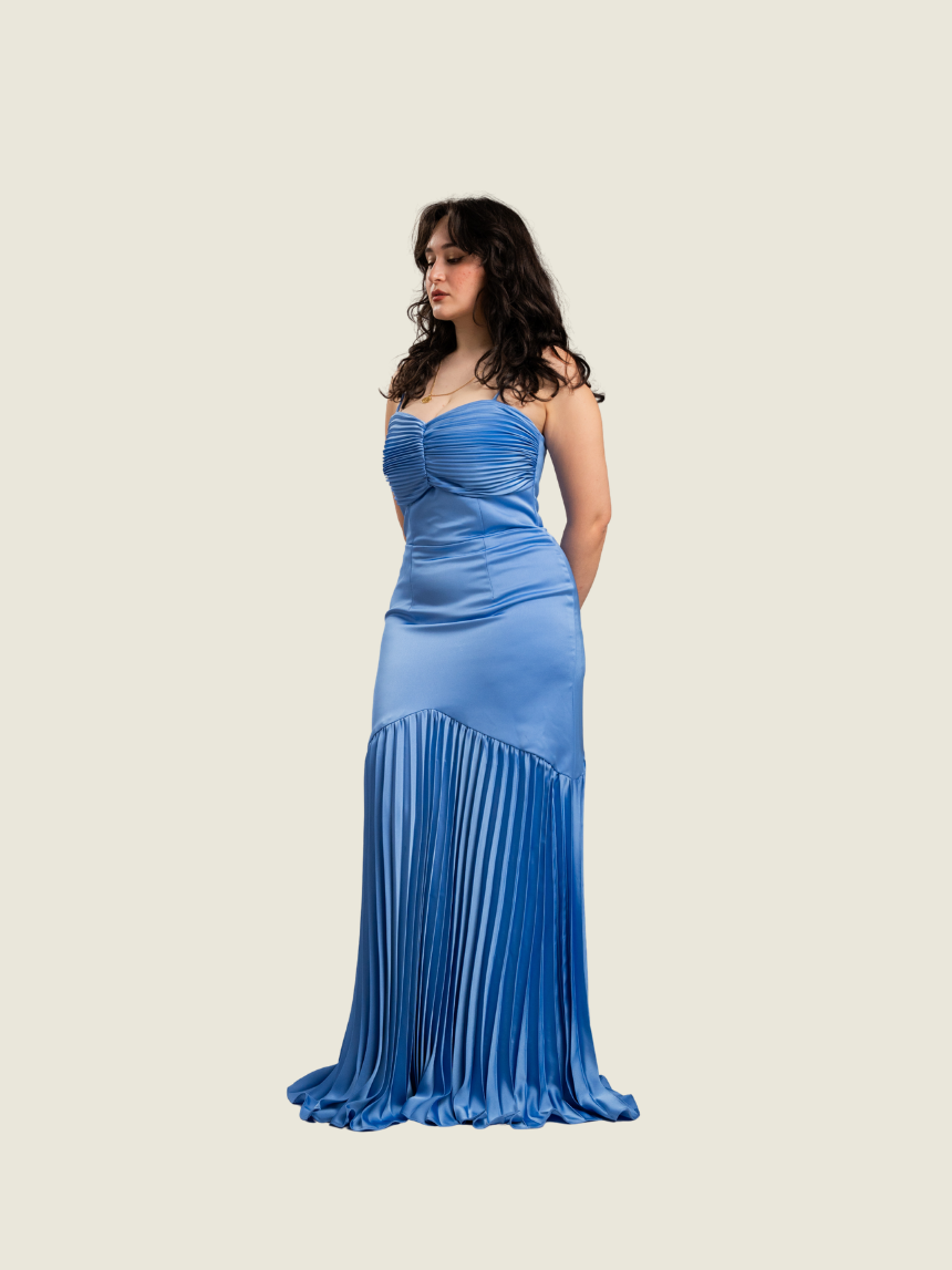 Apogee Astraea Corset Powder Blue Maxi Dress