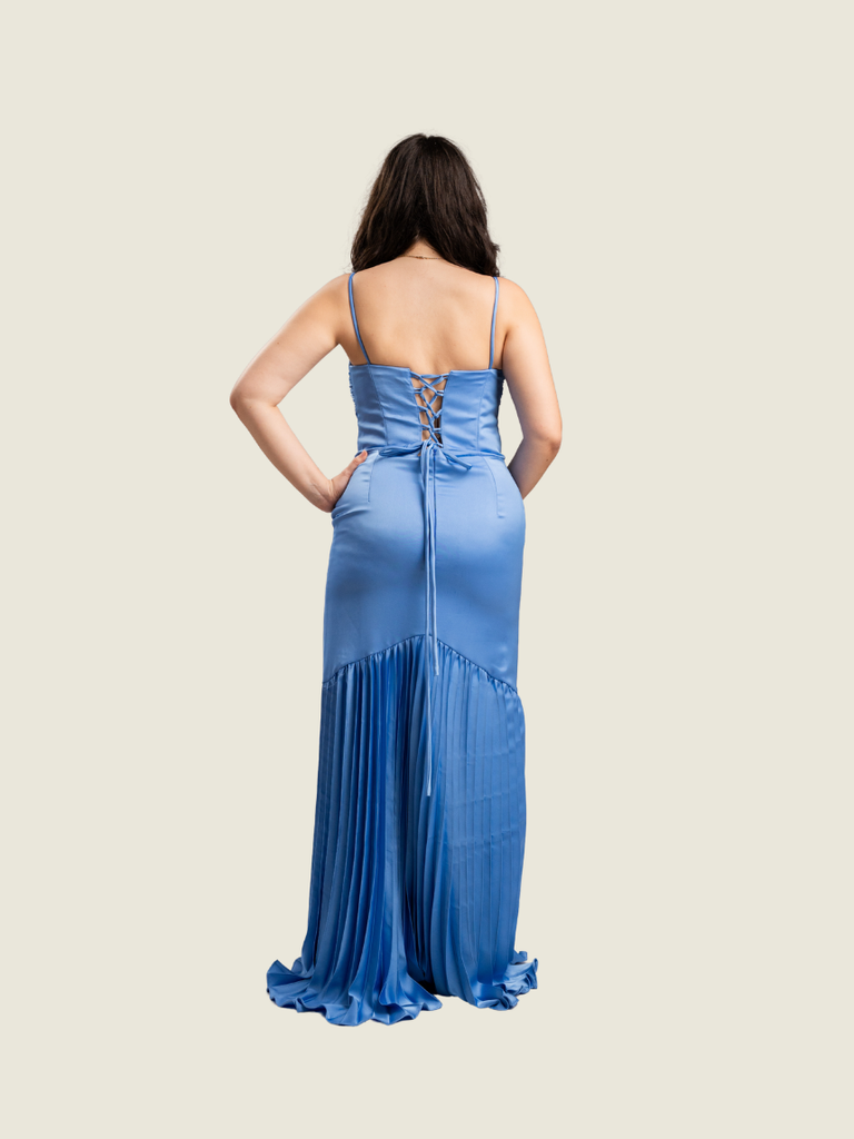 Apogee Astraea Corset Powder Blue Maxi Dress