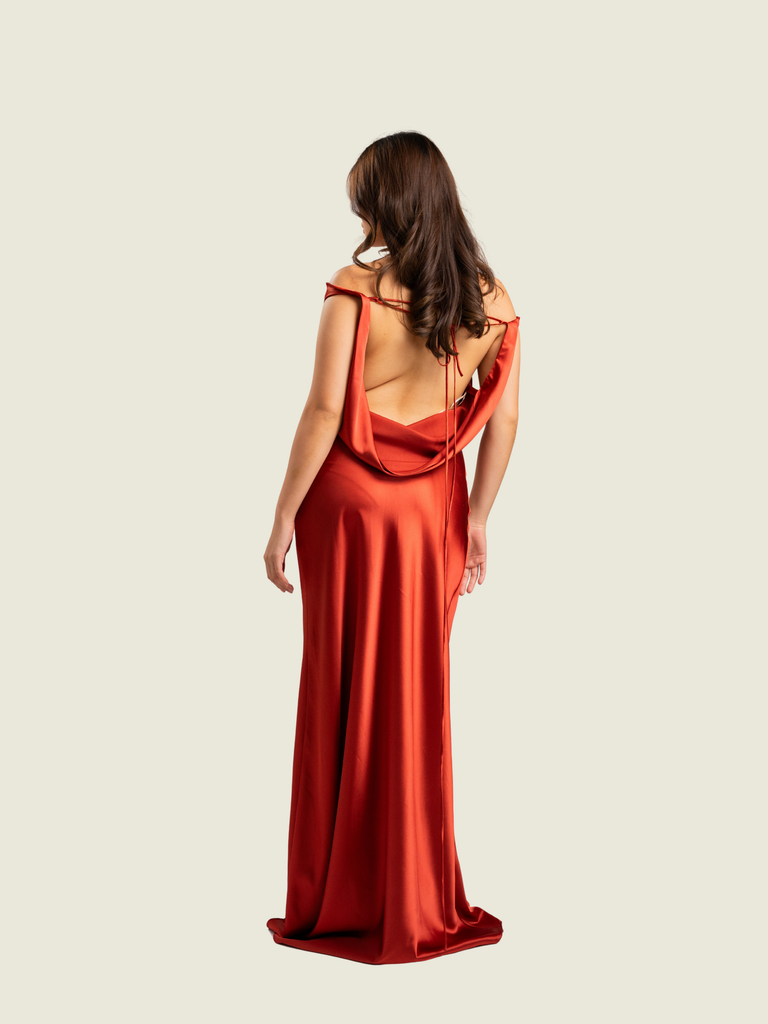 Apogee Llana Backless Red Maxi Dress