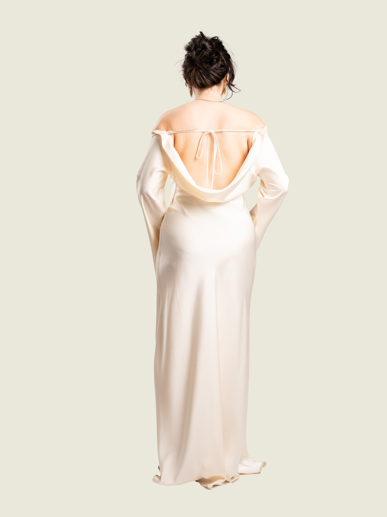 Apogee Llana Cream White Dress with Sleeves
