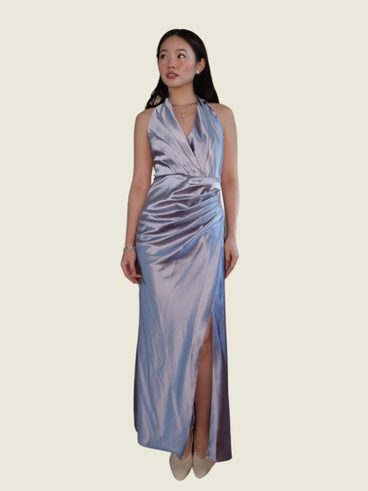 Apogee Pleated Silk Halter Dress