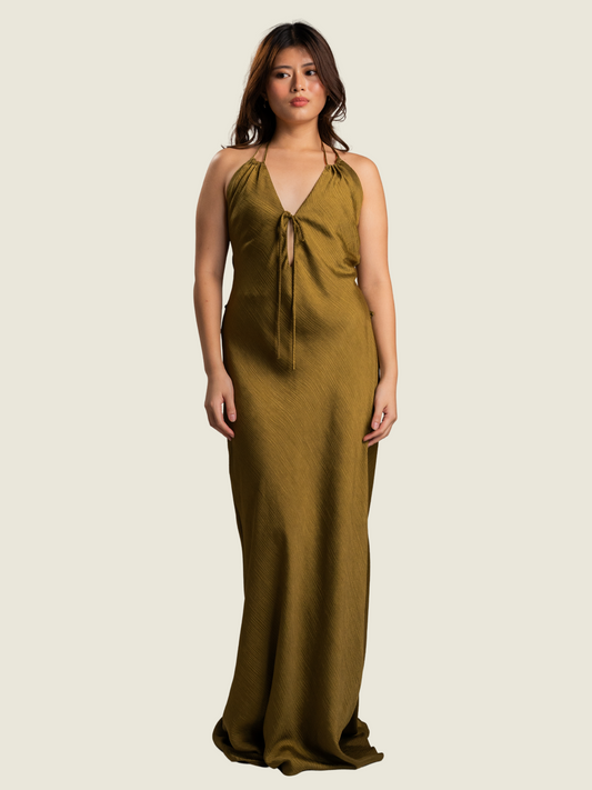 Apogee Vaas Olive Green Maxi Dress