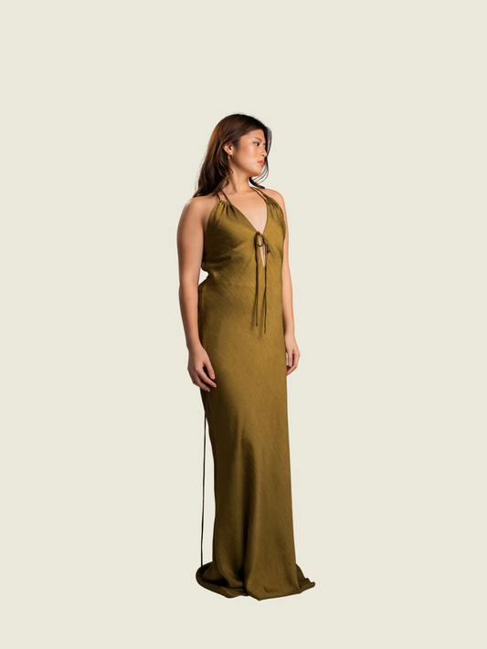 Apogee Vaas Olive Green Maxi Dress