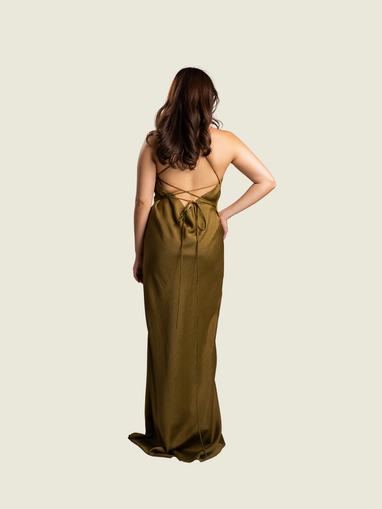Apogee Vaas Olive Green Maxi Dress