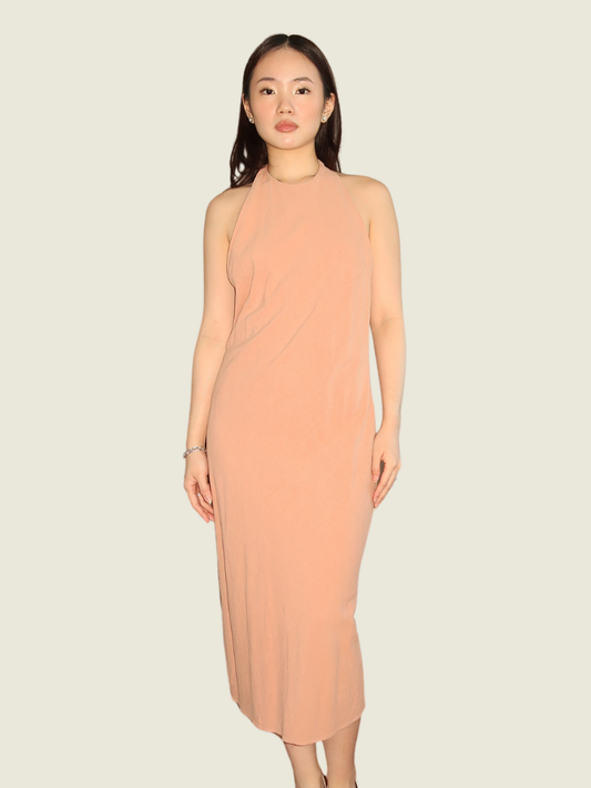 Araw the Line Dusty Pink Backless Halter Dress