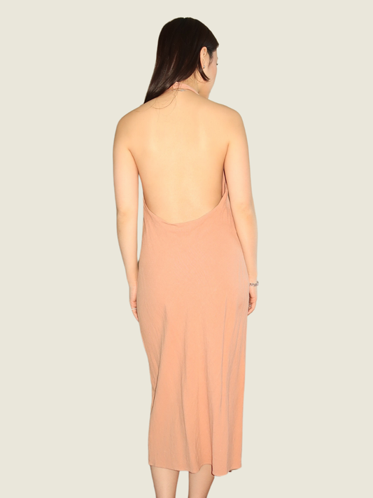 Araw the Line Dusty Pink Backless Halter Dress