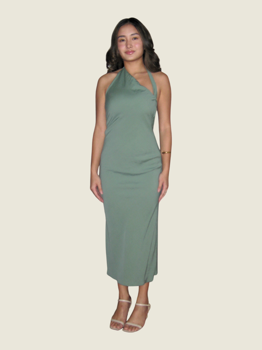 Araw the Line Green One Shoulder Maxi