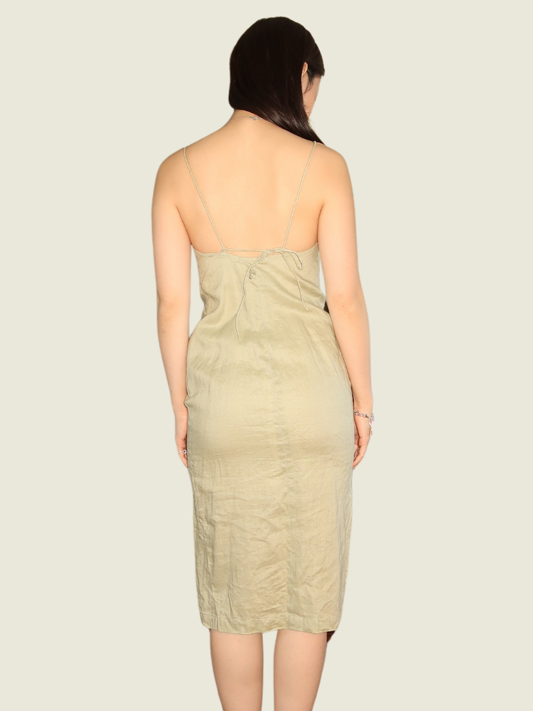 Araw the Line Green V Neck Dress