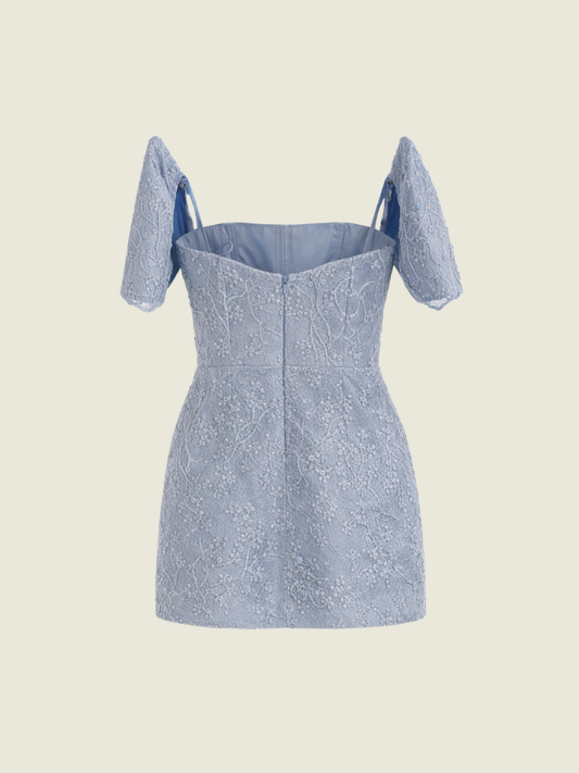 Atelier Carlene Dusty Blue Mini with Detachable Butterfly Sleeves