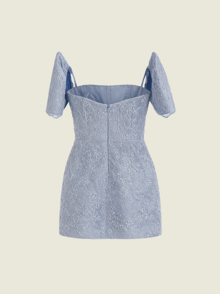 Atelier Carlene Dusty Blue Mini with Detachable Butterfly Sleeves