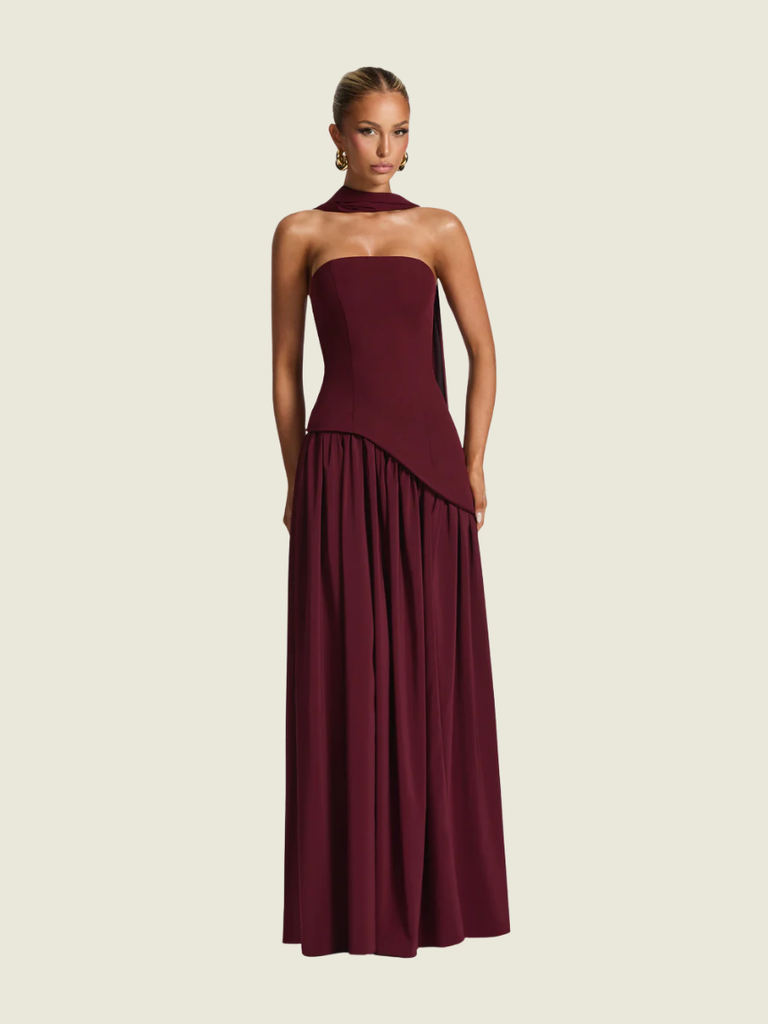 BABYBOO Burgundy Maliyah Maxi Dress