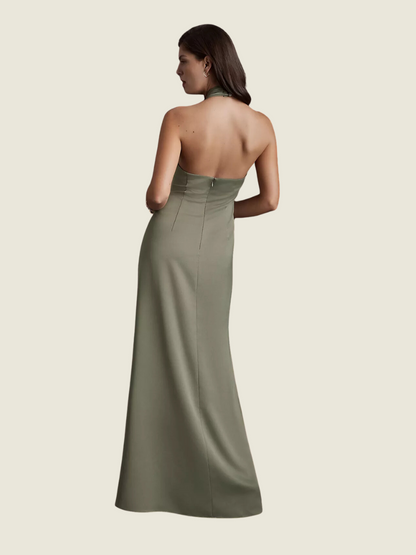 BHLDN Ruby Twist Satin Halter Gown