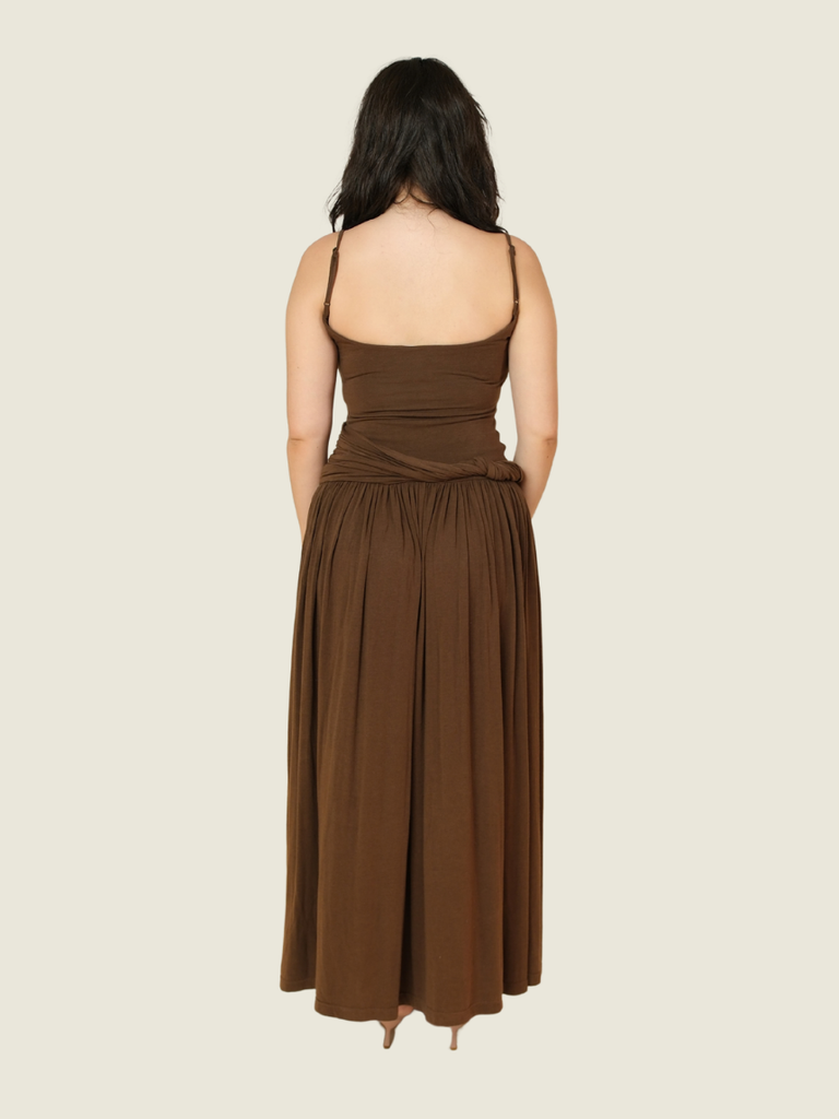 COCOSIN Spaghetti Strap Maxi in Brown (L)