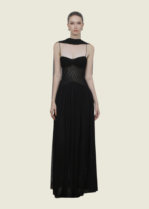 COCOSIN Black Muse Mesh Gown