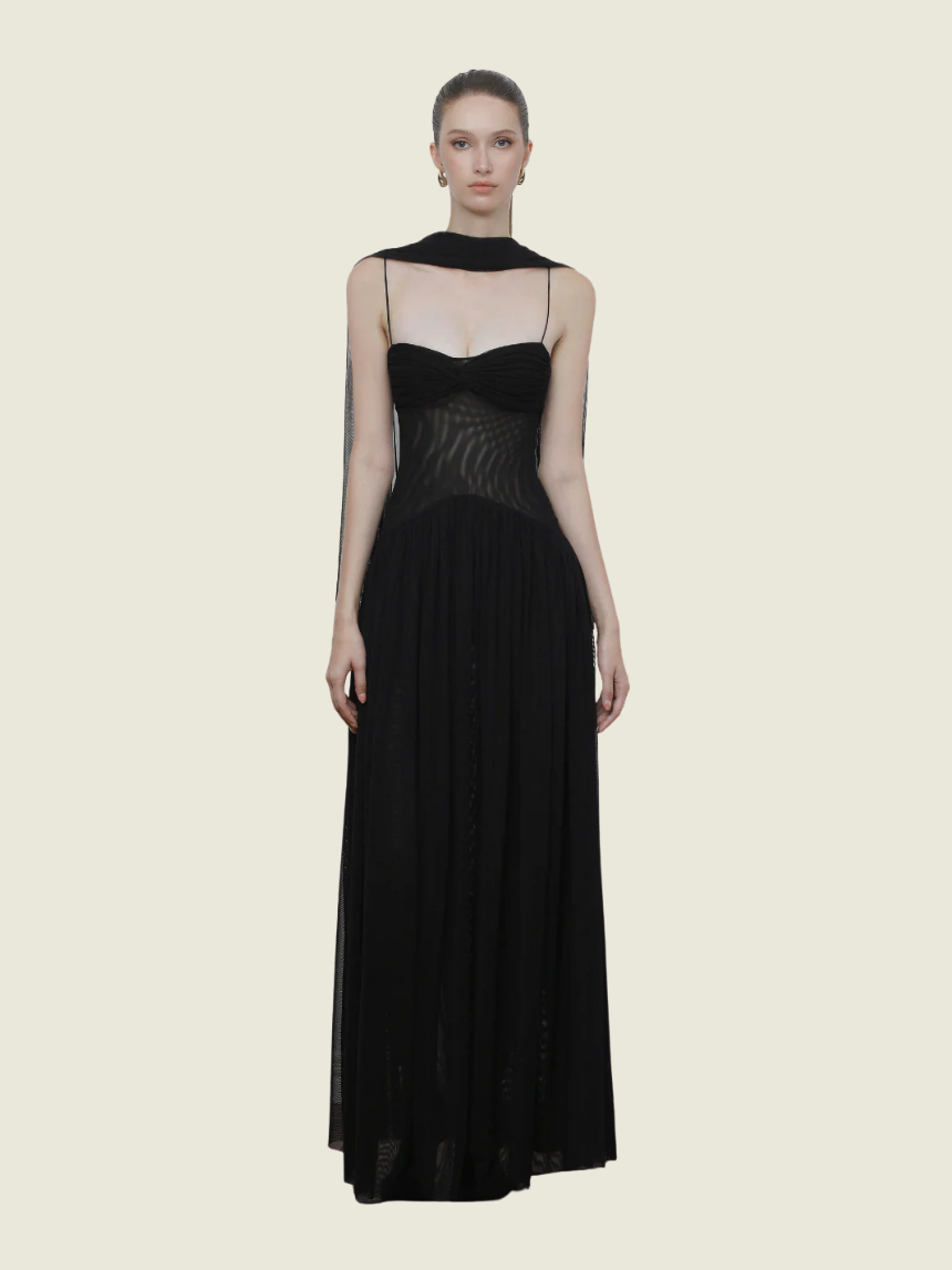 COCOSIN Black Muse Mesh Gown