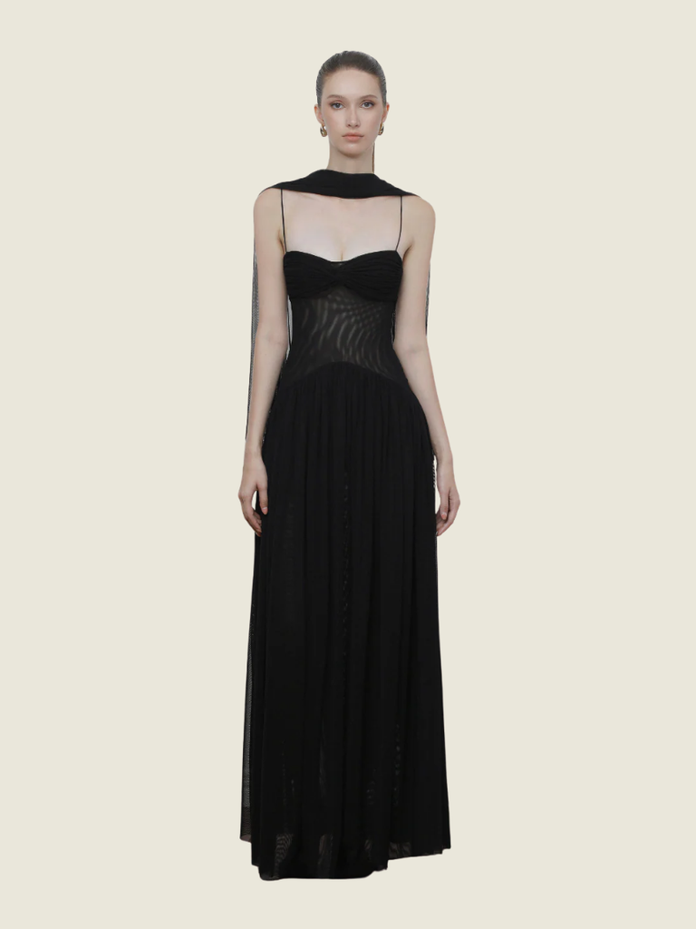 COCOSIN Black Muse Mesh Gown