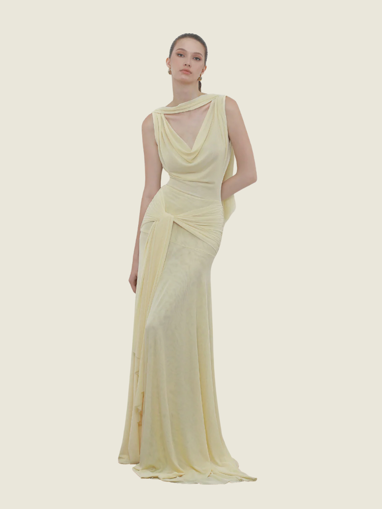 COCOSIN The Solene Drape Maxi Dress