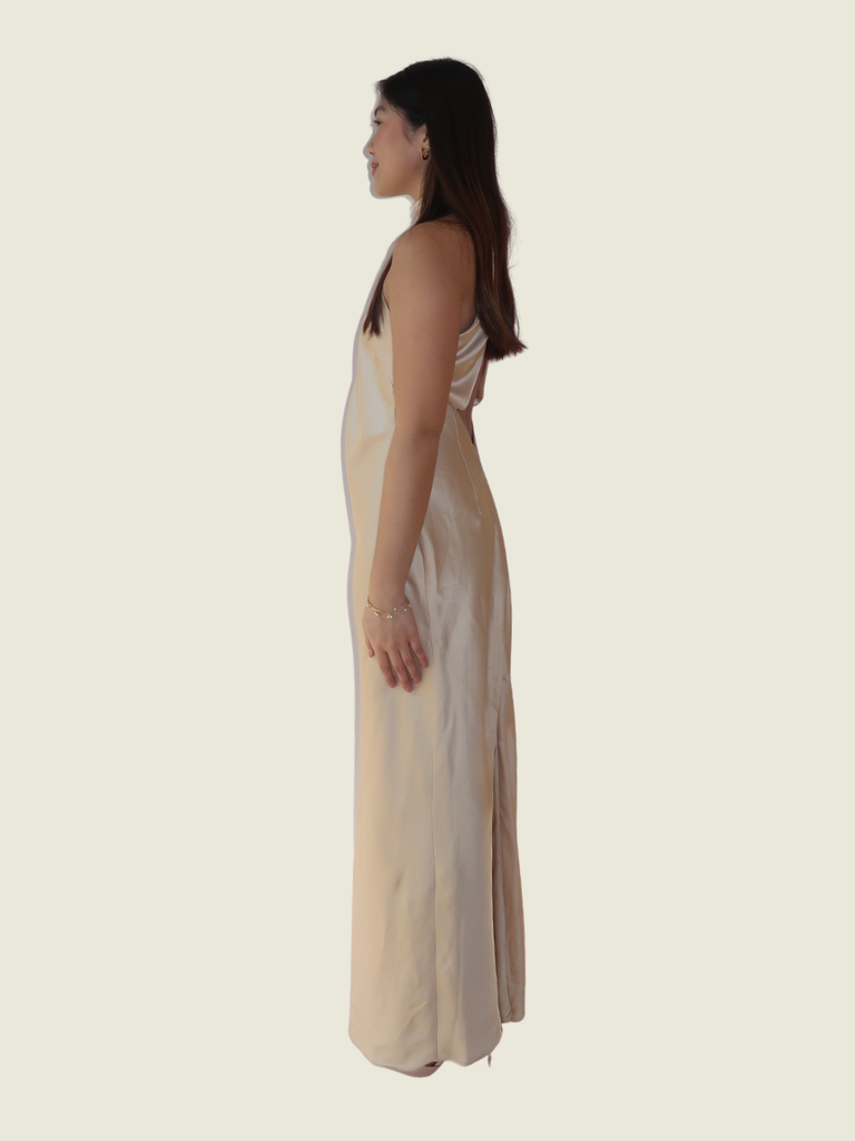 Carina Atelier Champagne Backless Halter Maxi Continuiti Carina Atelier Champagne Backless Halter Maxi Continuiti