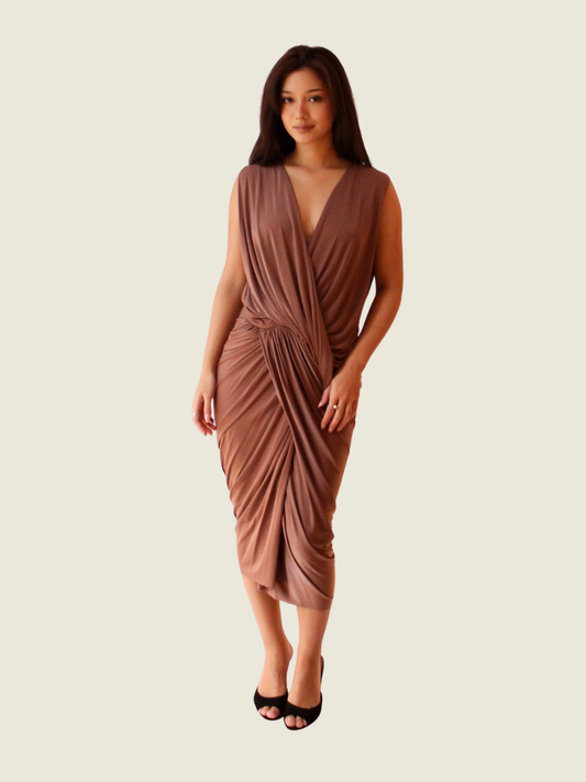 Charina Sarte Brown Draped Mini