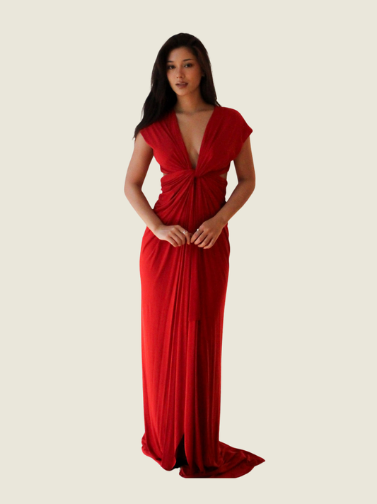 Charina Sarte Red Draped Maxi