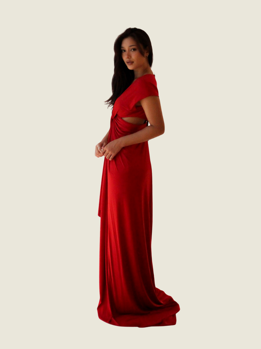Charina Sarte Red Draped Maxi