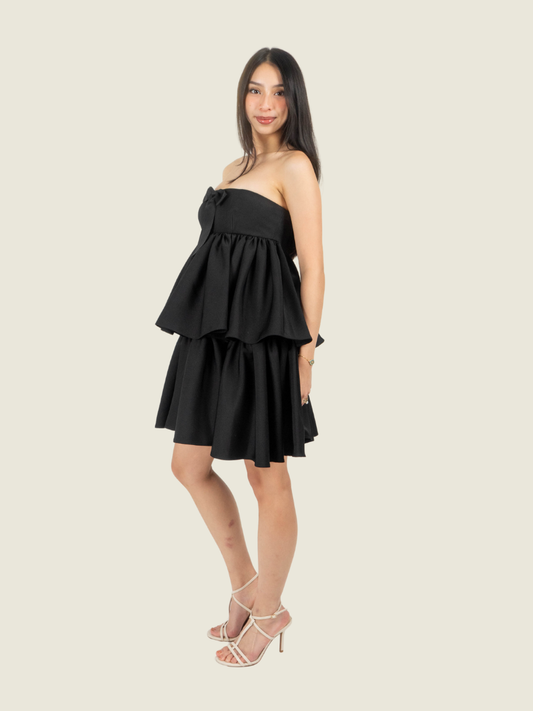 Chris Nick Black Baby Doll Layered Dress