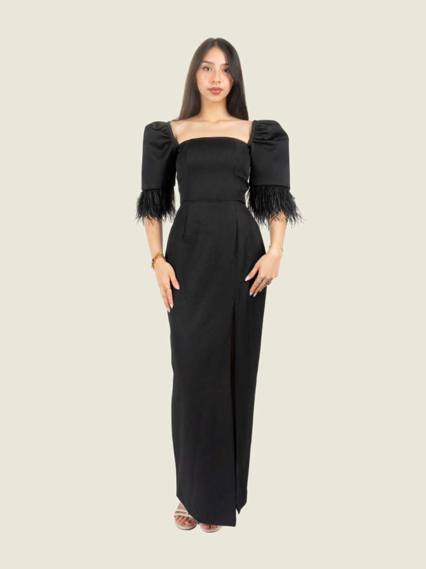 Chris Nick Black Filipiniana Long Dress