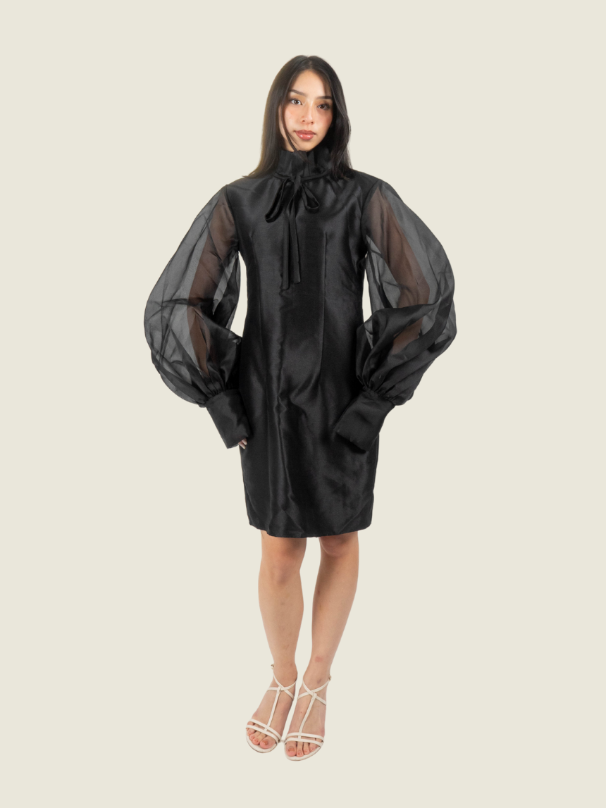 Chris Nick Black High Neck Long Sleeve Mini Dress