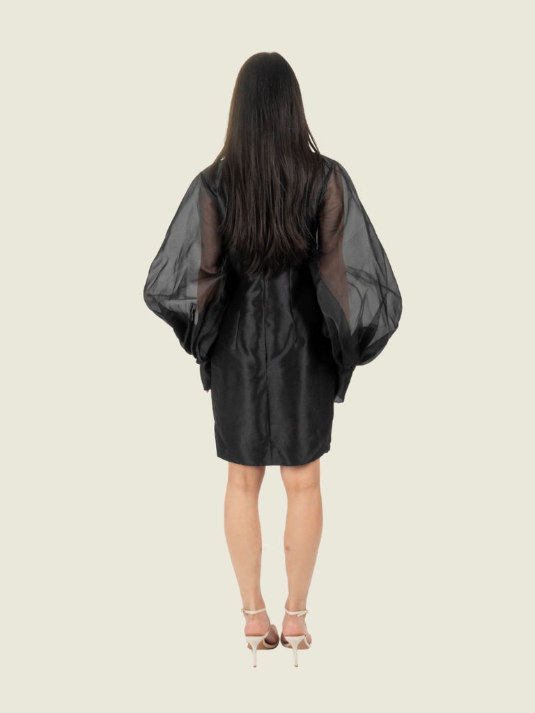 Chris Nick Black High Neck Long Sleeve Mini Dress