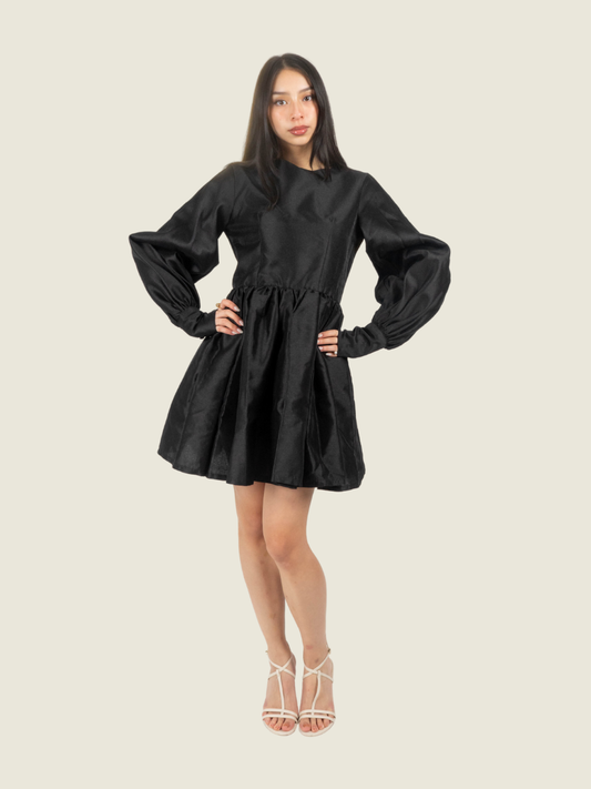 Chris Nick Black Long Sleeve Mini Babydoll Dress