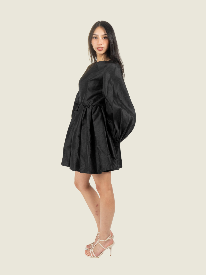 Chris Nick Black Long Sleeve Mini Babydoll Dress
