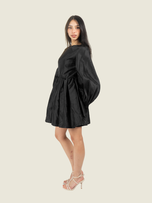 Chris Nick Black Long Sleeve Mini Babydoll Dress